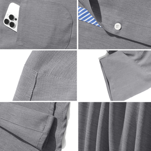 Camisa de Vestir de Manga Corta para Hombre, Corte Entallado, Mezcla de Algodón y Lino, con Botones y Bolsillo en el Pecho, para Uso Casual de Verano - Product Image 6