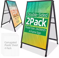 Support de panneau publicitaire portable d'extérieur personnalisé en fer double face en forme de A pour affiches en panneau KT