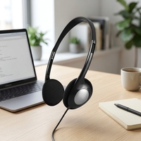 Casque audio rétro portable avec son stéréo dynamique pour centre d'appels, écouteurs filaires 3,5 mm pour téléphone portable, cordon de 1,2 m, bouton intégré sur l'oreille