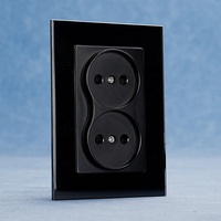 Prise murale double 120*86mm avec panneau en verre trempé 250V ~ 16A blanc noir or gris couleur prise murale 2 groupes