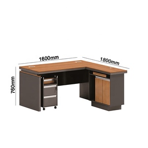 Escritorio de supervisor de oficina ejecutivo en forma de L minimalista, muebles de oficina de madera gruesa, mesa de cabina de ordenador de esquina de oficina única - Product Image 1