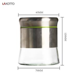 Tarro de almacenamiento interno de vidrio transparente con revestimiento de acero inoxidable redondo multifunción, con tapas de acero inoxidable, tarro de almacenamiento de alimentos de vidrio - Product Image 2