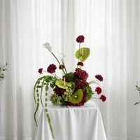 Boule de fleurs artificielle en soie verte et bordeaux de 30 cm pour centre de table de mariage, petite et très vendue, pour décoration de table