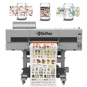 Giftec fabrika dijital Xp600 UV DTF A1 isı transferi rulo Pet ABFilm kristal etiket mürekkep püskürtmeli BASKI MAKİNESİ golf topu yazıcı için