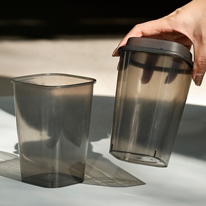 नई शैली कस्टम लोगो 650 एमएल 960 मिली डिस्पोजेबल स्पष्ट और ग्रे प्लास्टी वर्ग कप पीपी पेय प्लास्टिक कप - Product Image 4