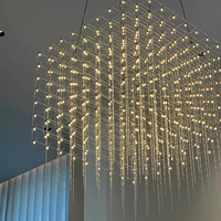 Lustre en cristal décoratif ciel étoilé, cube en verre, luminaire suspendu LED, style contemporain, décoration intérieure