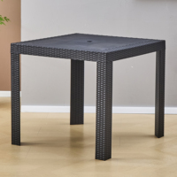 Mobilier de jardin d'extérieur, table basse en rotin plastique, ensemble pour patio extérieur, ensemble table à manger en plastique, tables d'extérieur empilables en plastique
