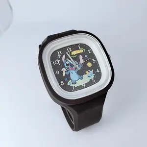 Nuevo reloj de moda para niños de dibujos animados reloj cuadrado de silicona sensible a la piel de alta calidad