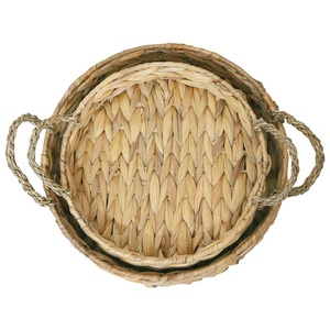 Umweltfreundliche Runde Wasserhyazinthen-Seegras Langlebige Vintage-Aufbewahrungskörbe mit Griff für Kleidung und Haushalt - Product Image 3