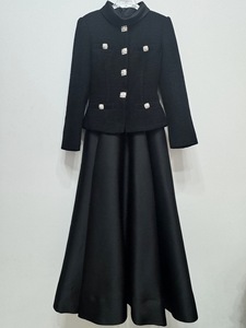 Abito da Donna <span class=keywords><strong>in</strong></span> <span class=keywords><strong>Tweed</strong></span> Nero di Alta Qualità Nuovo Materiale Autunno Inverno Elegante a Maniche Lunghe con Collo Alto - Product Image 6