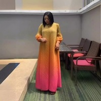 Miyake-Robe longue dégradée à manches longues et robe grande taille, robe plissée de style moyen