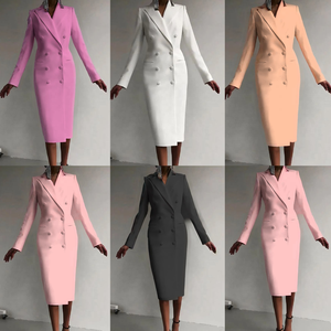 Blazer Largo Informal de Lentejuelas Vintage para Mujer KAACHII, Botones Cruzados, Cuello en V, Ecológico, Antiarrugas, 100% Poliéster - Product Image 3