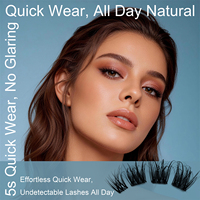 SYJ Vente en gros Nouveaux Faux Cils en Grappes Pré-collés Faits à la Main en Cheveux Synthétiques Imperméables Naturels à Pression 10 Rangées