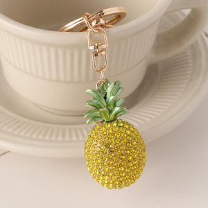 Llavero de Lujo con Forma de Piña 3D para Mujer, Estilo de Dibujos Animados, Incrustaciones de Cristal, Aleación con Pedrería, Colgante Ovalado de Moda - Product Image 5