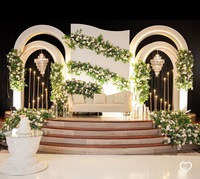 Panel de PVC Personalizado para Fondo de Escenario de Boda, Luz LED Cálida con Efecto de Onda, Telón de Fondo para Decoración de Eventos