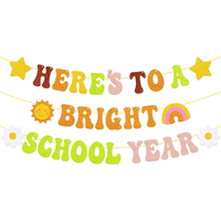 Bannière « Voici le début d'une année scolaire lumineuse » – Décoration de fête de bienvenue en classe, bannière « Joyeux premier jour d'école » pour toile de fond de maternelle