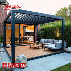 Pergola en aluminium avec <span class=keywords><strong>toit</strong></span> et portes coulissantes en verre ou stores occultants, pour balcon, patio, <span class=keywords><strong>jardin</strong></span>, protection solaire et <span class=keywords><strong>abri</strong></span>, structure extérieure - Product Image 1