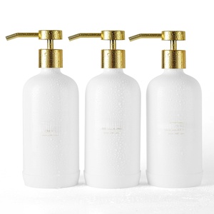 Ensemble de pots de crème corporelle cosmétique de luxe en or blanc 2oz 4oz 6oz 8oz et flacon pompe pour shampoing avec bouchon supérieur à disque doré - Product Image 1