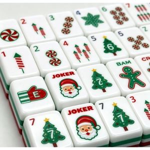Factory Sales Red Green Contrast Christmas Themed Custom <b>Mahjong</b> Tiles Christmas Festive <b>Mahjong</b> <b>Set</b> - Product Image 5