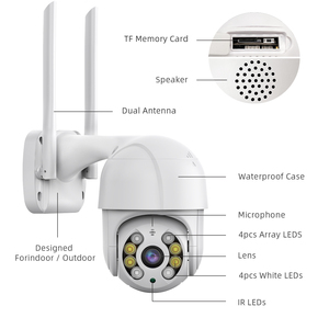 Cámara de Seguridad IP PTZ Inalámbrica WiFi con Visión Nocturna de 1080P, Sirena de Alarma, Red de Seguridad para Exteriores, Cámara CCTV WiFi <span class=keywords><strong>ICSee</strong></span> de 2MP para Uso Doméstico - Product Image 2