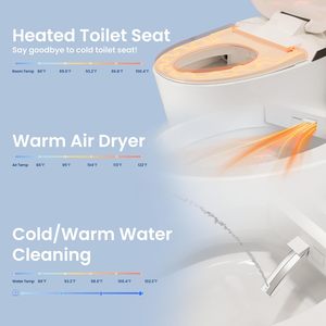 Toilette intelligente blanche moderne avec <span class=keywords><strong>pompe</strong></span> de surpression à siège chauffant, chasse d'eau chaude et sèche-air désodorisation-pour les salles de bain - Product Image 6