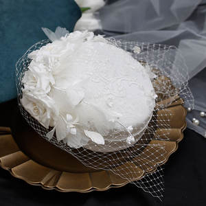 หมวกบีเร่ต์ผ้าตาข่ายสำหรับผู้หญิง,หมวกเจ้าสาวแฟชั่นผ้าซาตินสีขาวหมวก <span class=keywords><strong>Pillbox</strong></span> Kentucky Derby - Product Image 6