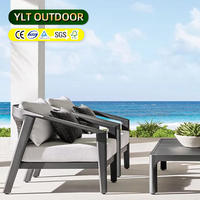Ensemble de mobilier d'extérieur nordique cour hôtel corde tissée imperméable canapé d'extérieur en aluminium Resort luxe PE rotin canapé de jardin