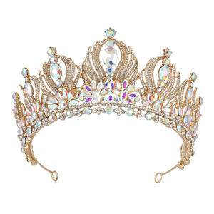 Couronne de mariée en cristal baroque, diadème de princesse, couronne de reine, alliage, coiffure de mariée, <span class=keywords><strong>strass</strong></span>, couronne de concours, diadèmes - Product Image 1