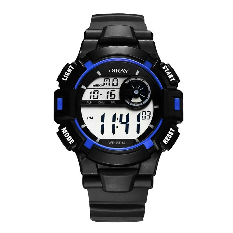 Montre numérique lumineuse pour hommes, avec miroir en cristal liquide, reconnaissance des jeunes, accessoire de sport