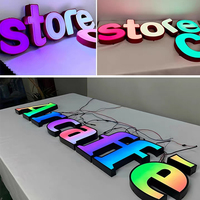 Lettres lumineuses LED RGB 3D en acrylique de qualité supérieure, programmables, multicolores, pour la publicité dans les magasins de détail et les bâtiments