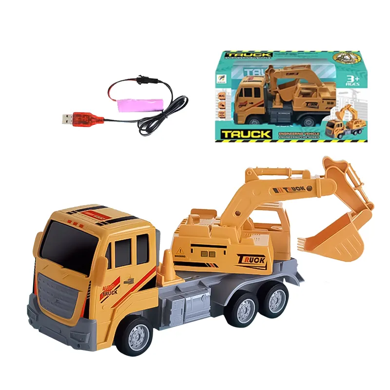 Camion de construction technique télécommandé 1:18, pelle à friction pour enfants, jouets véhicules pour enfants