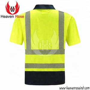 Polo de protection 2 tons pour hommes, réfléchissant, en coton, en Polyester, de couleur jaune et bleu marine, nouvelle collection - Product Image 4