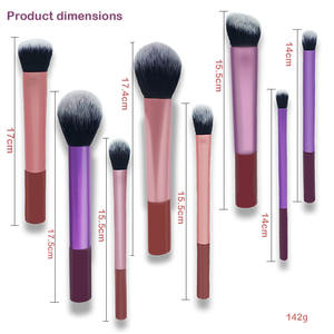 Nouvel ensemble de 7 pinceaux de maquillage transparents multicolores, poils synthétiques vegan, manches en plastique, boîte en plastique, visage, sourcils, <span class=keywords><strong>crayon</strong></span> - Product Image 5