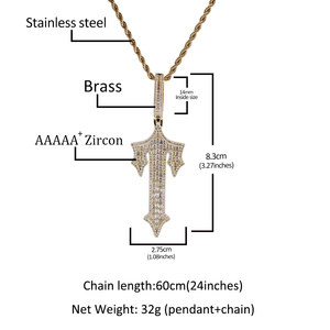 Letter <strong>T</strong> Pendent <strong>Necklace</strong> Baguette Zircon Iced Clear Stone <strong>Initial</strong> <strong>T</strong> Pendent Hip Hop Jewelry Letter <strong>Necklace</strong> - Product Image 4