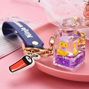 Creative Fashion <b>Square</b> Keychains Liquid Floatation Keyring Trend Car <b>Key</b> Pendant Cute Bag Keyfob Ornament - Product Image 2