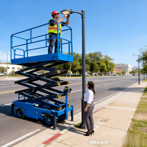 Plataforma Elevadora de Tijera Semieléctrica, Hidráulica, Móvil, para Trabajos Aéreos - Product Image 1