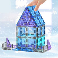 CBTOYS Juego de Construcción de Castillo de Princesa con Bloques Magnéticos, Figuras, Bloques Magnéticos Rosas y Morados, Construcción 3D, Juguete STEM
