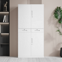 Armoire de classement commerciale contemporaine en acier, verrouillable, avec 2 tiroirs centraux, étagères réglables, pour un stockage sécurisé des documents