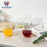 Grosir 9oz 14oz 20oz logo custom stemless wine glass personal stemless wine glass set untuk pernikahan dan bar
