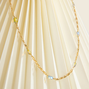 Collier en acier inoxydable plaqué or 18 carats, chaîne de clavicule tendance, chaîne de pull légère et luxueuse, bijoux pour femmes - Product Image 2