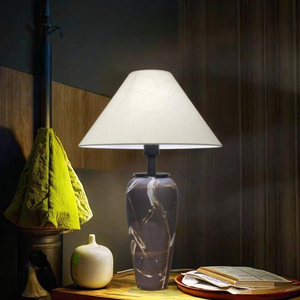 Lampada unica nera stile wabisabi lampada da comodino in ceramica terracotta - Product Image 1