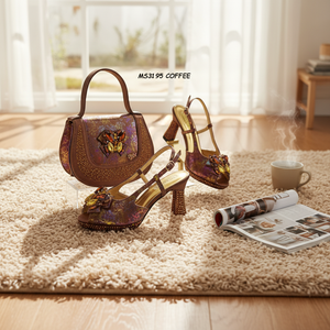 Sac en PU de style italien ensemble de chaussures et de sacs assortis de <span class=keywords><strong>luxe</strong></span> pour femmes africaines fête de mariage - Product Image 1