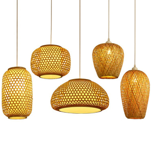 Modern Handmade Wicker Rattan Bamboo Wooden <b>Shade</b> Hanging <b>Ceiling</b> Lamp Retro Lighting for Home Woven Chandelier Pendant <b>Light</b> - Product Image 3