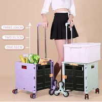 Vente en gros Chariot de supermarché pliable portable pliable en plastique Chariot de supermarché portable pour grimpeur Chariots à roulettes