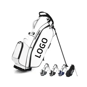 Flora Custom Logo Premium Luxury Full Length Leather Waterproof Golf Club Cart Bag 14 Way Cart Golf Bag For Men Women