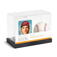 Boîte de présentation de baseball en acrylique pour une seule balle, boîte à souvenirs, cadeau avec porte-carte de sport pour les amateurs de baseball