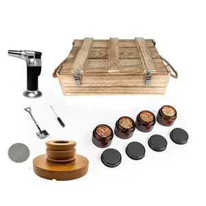 Hot Sale Old Fashioned Drink Smoker Cocktail Smoker Kit With 4 Unique Natural Wood Flavours Chips In Wooden Gift Box