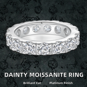 Bague Éternité Vintage en Argent 925 Plaqué Rhodium avec Moissanite 13631, Coupe Brillante VVS, Bijoux Fins - Product Image 2