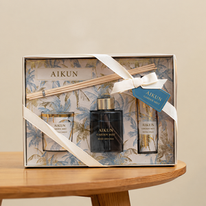 Aikun Garden Mist Botanical Floral Three Piece Aromatherapy Gift Box Set with Reed <b>Diffuser</b> Candle Room Spray for Housewarming - Product Image 1