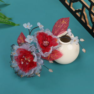 Collection Printemps 2025 – Pince à Cheveux Originale Faite Main Style Antique Haut de Gamme avec Dégradé de Feuille d'Or et Pivoine, Idéale pour Maquillage et Coiffure Hanfu - Product Image 1